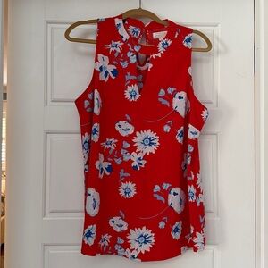 Mud Pie Red and Blue Floral Blouse